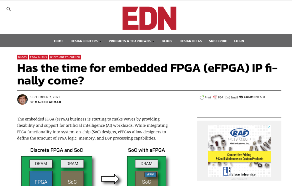 EDN Has the time for embedded FPGA IP finally come?